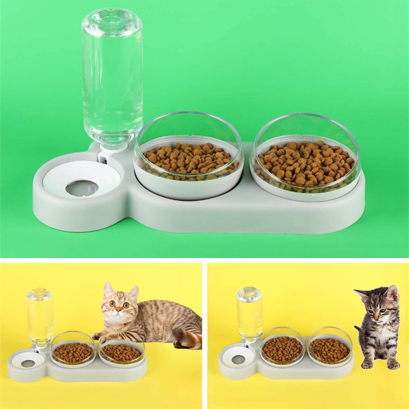 Triple Kom Voor Kat Automatische Feeder Hond Kattenvoer Kom Met Fontein Dubbele Kom Drinker Verhoogde Stand Schotel Kommen voor Kat