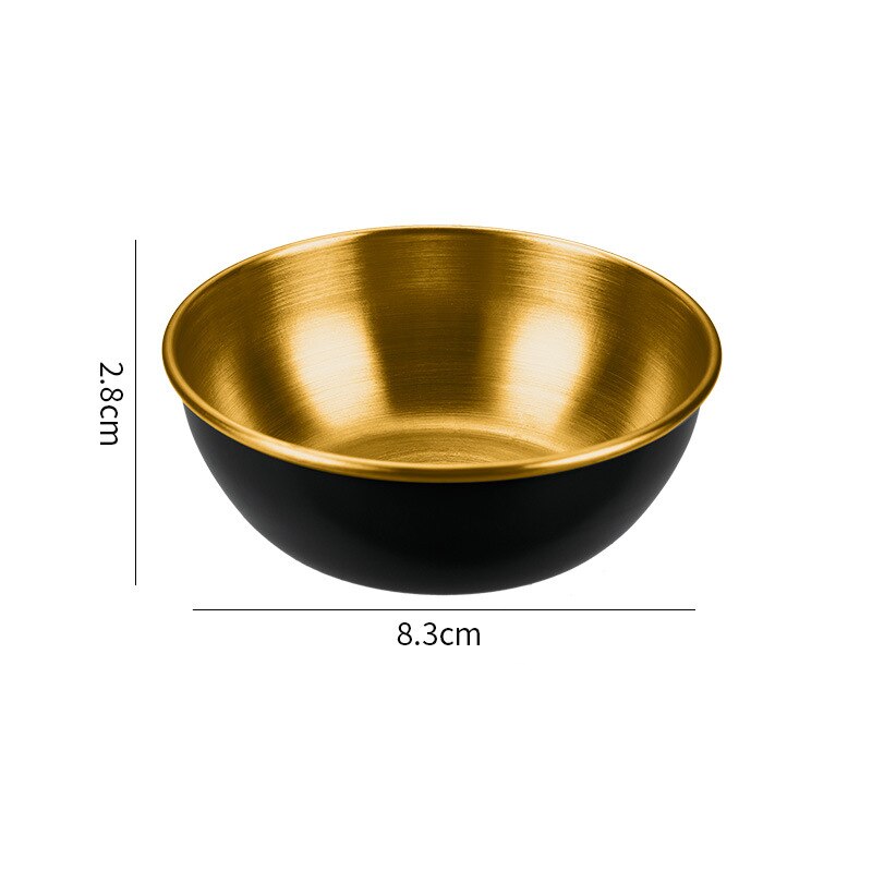 6Pcs 3.3in Stainless Steel Small Serving Bowls Sauce Dishes Round Sushi Dipping Bowl Seasoning Dish Appetizer Plates Metal Ramek: Gold black