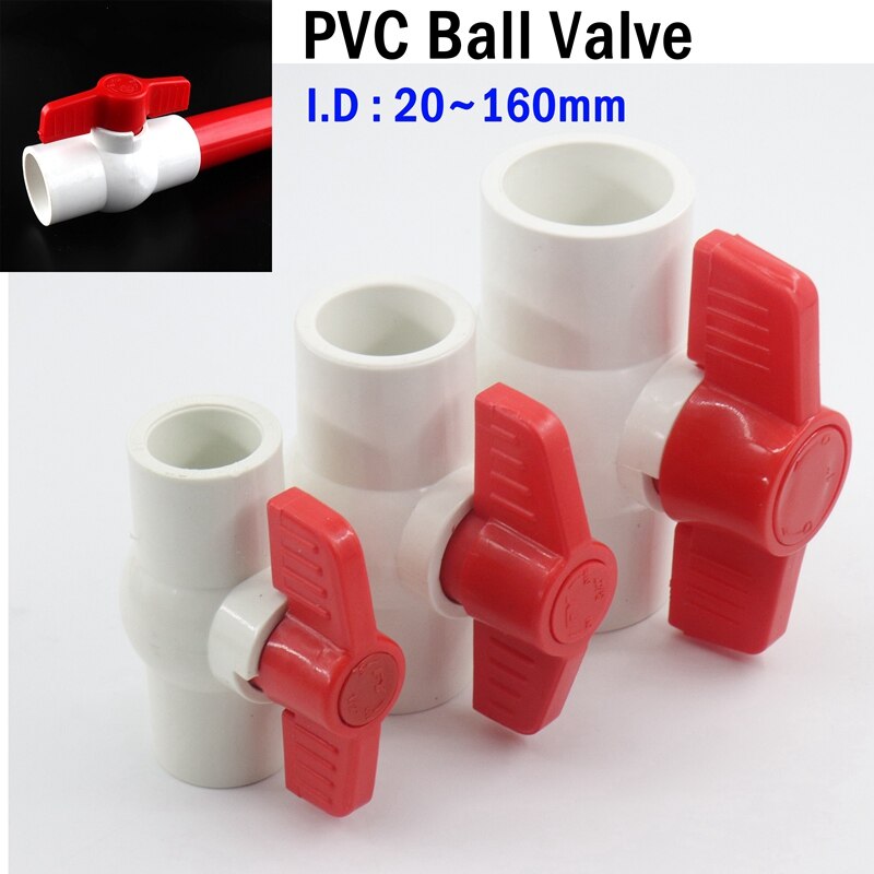 I.D 20~110mm PVC Pipe Socket Ball Valve Garden Irrigation Pipe Coupler Adapter Aquarium Fish Tank Pipe Fittings PVC Ball Valve