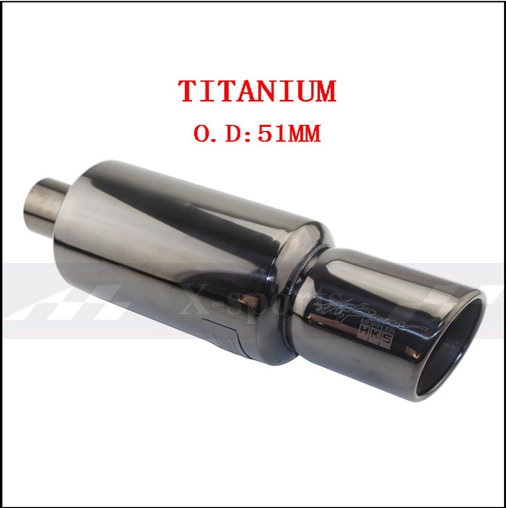 Car Motorbike Exhaust System Exhaust Pipe Muffler Tip Universal Stainless Steel ID 51MM 57MM 63MM Outlet 89mm Silencer Tail Pipe: TITANIUM  51MM