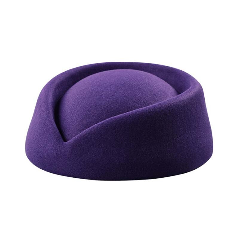 Gode kvinder uld kasket stewardesse pilleæske hat filt baret dråbefascinator base sød: Lilla