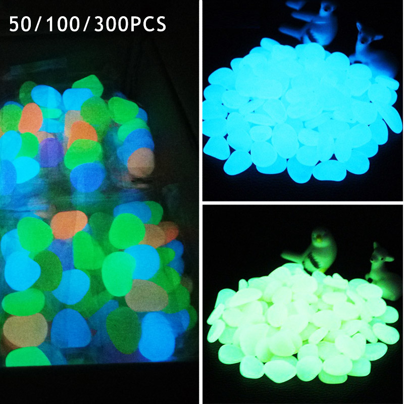 50/100/300 Pcs Glow In The Dark Tuin Steentjes Glow Stones Rocks Voor Loopbruggen Aquarium Decor Planten tuin Yard Lichtgevende Stenen