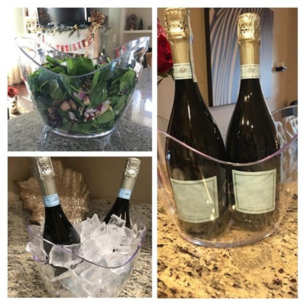 Cubo de hielo transparente de 8L, soporte para botella de cerveza, champán, vino, cocina, herramientas para hacer cubitos de ahorro, Artículos de bar para