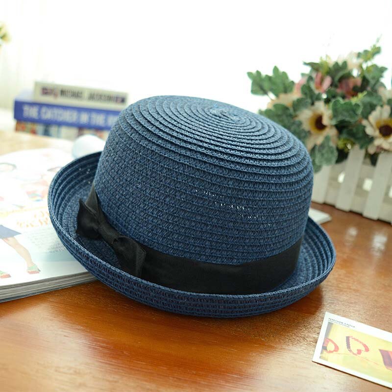 Summer Sun Hats Shopping Beach Caps Parenting UV Flat Cap Outdoor Sports Tourism Hat: Dome dark blue