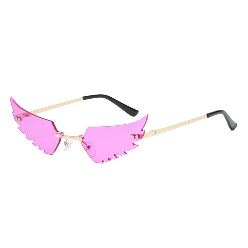 Outdoor Fire Flame Sunglasses Wave Rimless Narrow Retro UV 400 Eye glasses Streetwear for Travel Beach Party: style 5