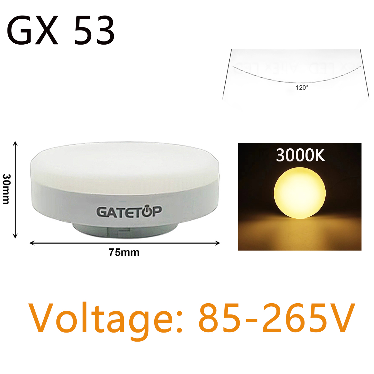 5-20 piezas foco LED GX53 luz de rejilla de armario AC85-265V 5W/7W/9W/12W/15W 120 grados sin parpadeo alto Lumen para interiores: XS / Azul / 7 W