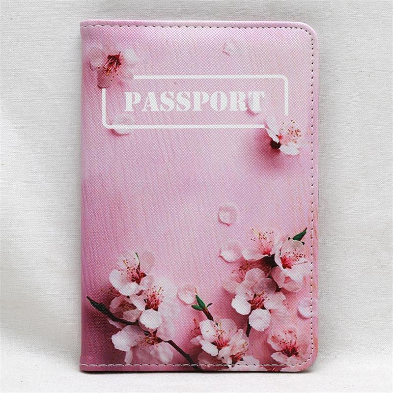 Mcneely peach blossom kvinner passdeksel rosa skinn passholder med kortholder jente pass etui porte carte: Rosa