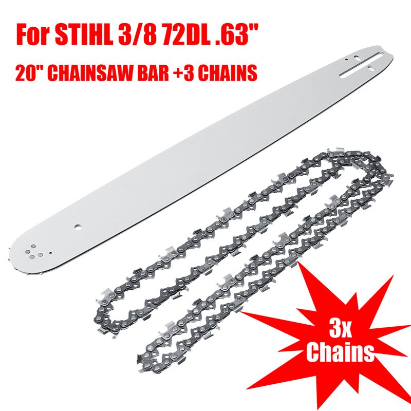 20 Inch Chainsaw Guide Bar with 3pcs Saw Chain 3/8... – Vicedeal