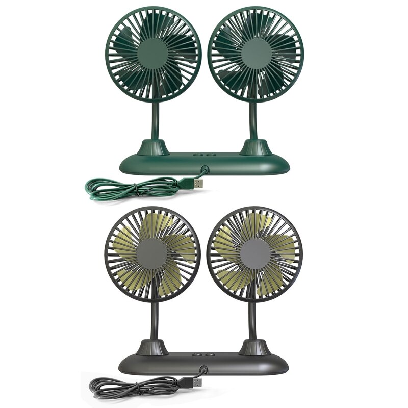 Adjustable Car Auto Air Cooling Fan Low Noise Auto Cooler Dual Head USB Fan Dashboard Cooling Air Circulation Fan