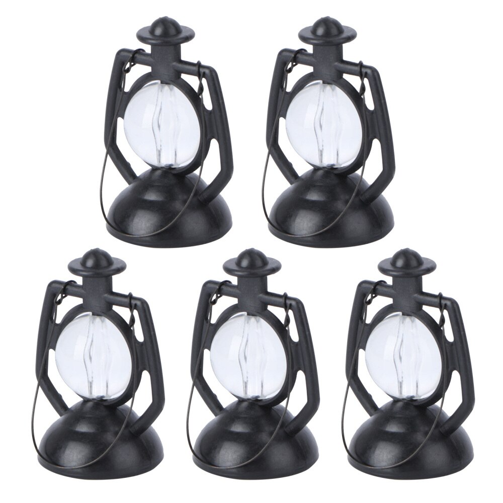 5Pcs Mini Kitchen Kerosene Lamp Fairy House Retro Lamp DIY Crafts (Black)