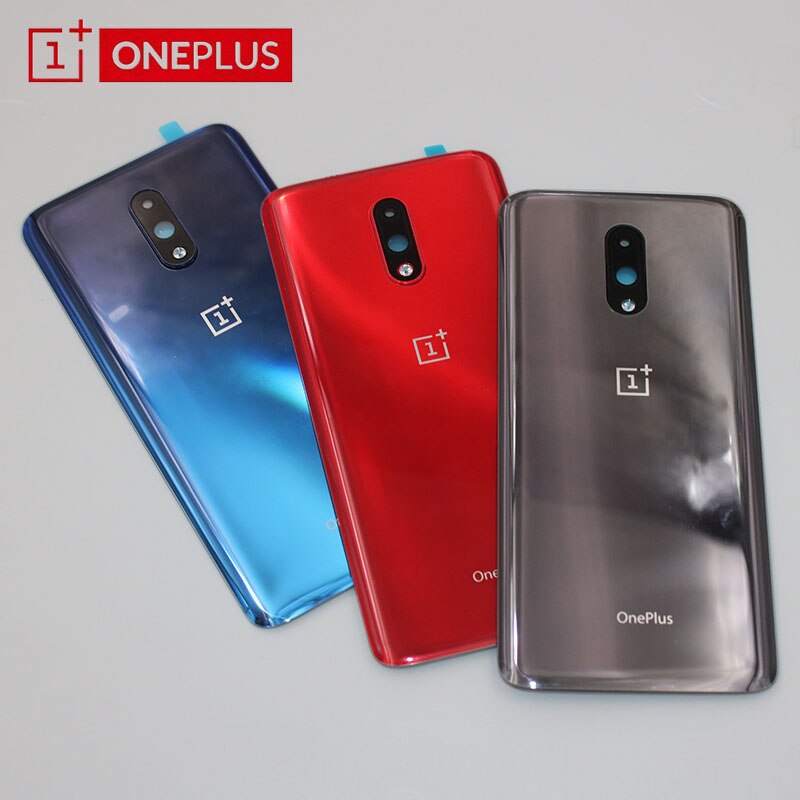 100%  originale oneplus 7 bakre batteridekseldør bakglass ett pluss 7 kabinett 1+ 7t p7819 med kameralinse + logo