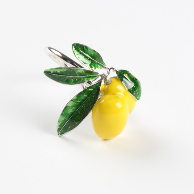 Lemon Grape Pumpkin Green Leaf Fruit Napkin Buckle Napkin Ring Wedding Napkin Buckle Dinner Party Wedding Hotel Home Decor: Lemon silver