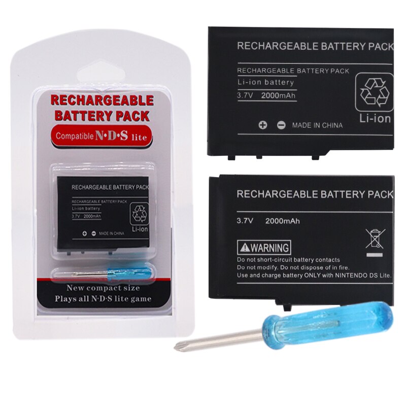 2pcsRechargeable Lithium-ion Battery for Nintendo DSL NDS Lite Pack With Mini Screwdriver Compatible withNintendo DS Lite NDSL