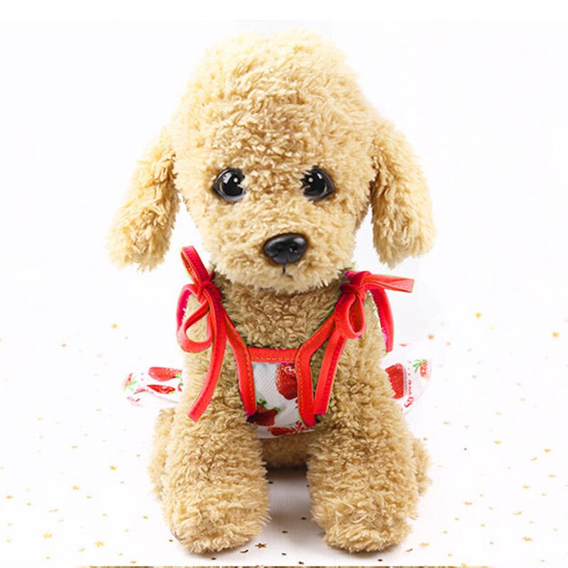 Animal de compagnie Couple fraise gilet jupe vêtements sangle dessin animé mignon motif maille respirant animal de compagnie interactif vêtements accessoires pour animaux de compagnie