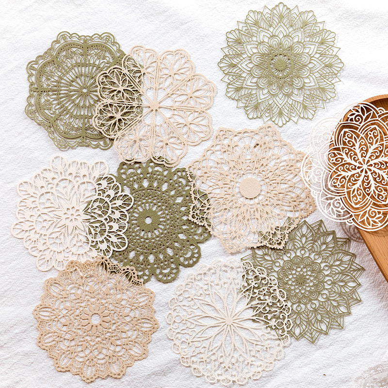 10 Pcs Ins Kant Materiaal Papier Uitgeholde Vlinder Bloemen Decoratieve Scrapbooking Dagboek Album Hand Gemaakt Collage Achtergrond Papier
