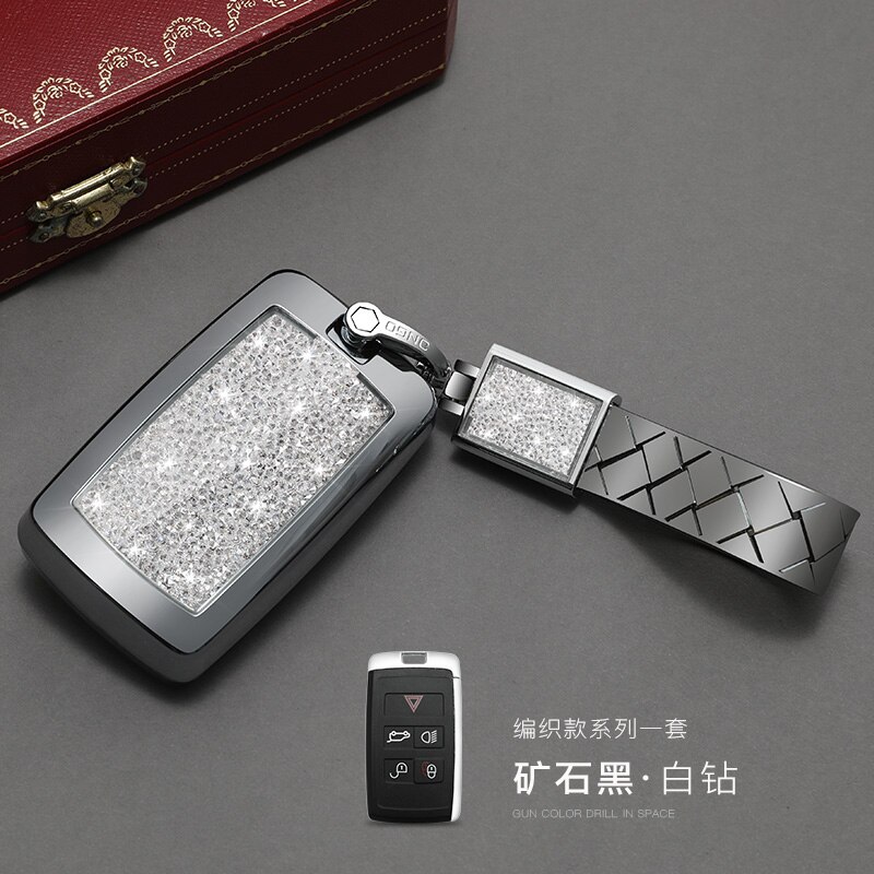 Car Remote Diamond key case key Cover For Land Rover Range Rover Evoque Discovery Sport 5: black set 01