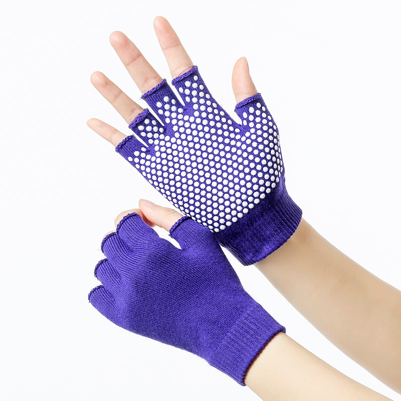 Gants de Yoga antidérapants pour femmes, 1 paire, pour Fitness, gymnastique, Pilates, équilibre, , entraînement, protection des mains, demi-doigt: Purple