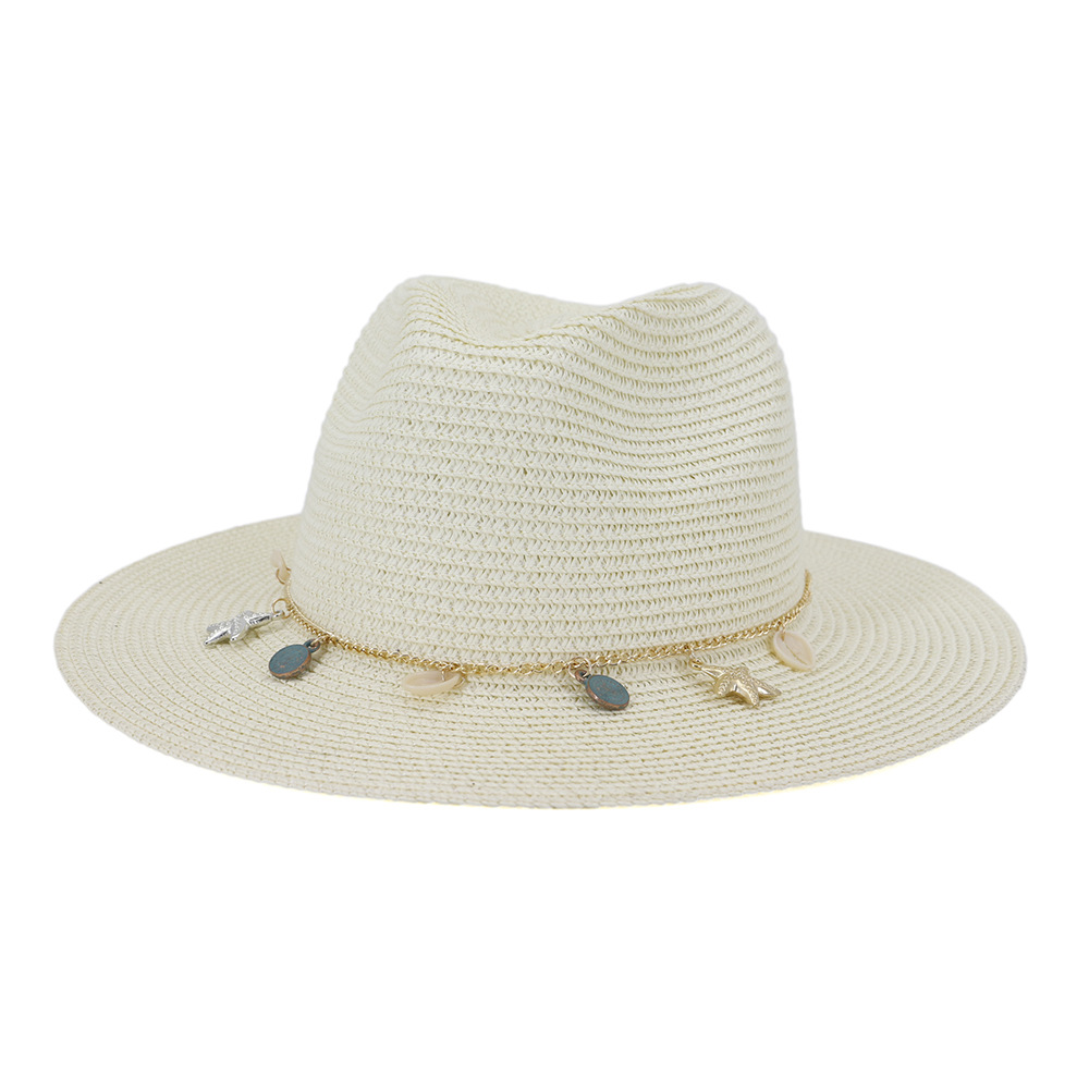HOAREE-chapeau de Panama blanc pour femmes, chapeau d'été en paille à large bord pour femmes, HatsTravel, Style britannique, flambant neuf: milk white