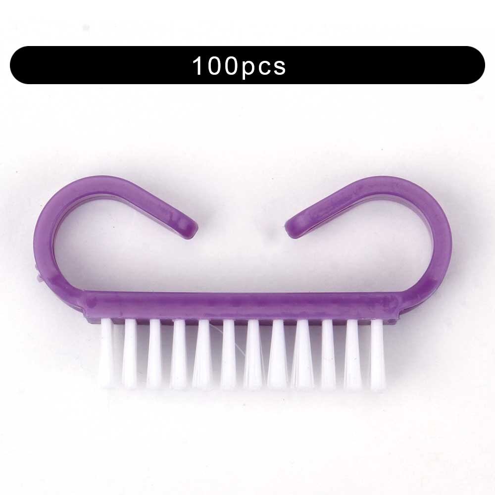 Reinigung Nagel Pinsel Nail art UV Gel Entfernen Maniküre Pediküre Werkzeug Kunststoff Finger Pflege Staub Sauber Griff Make-Up Waschen Für Frauen: Lila