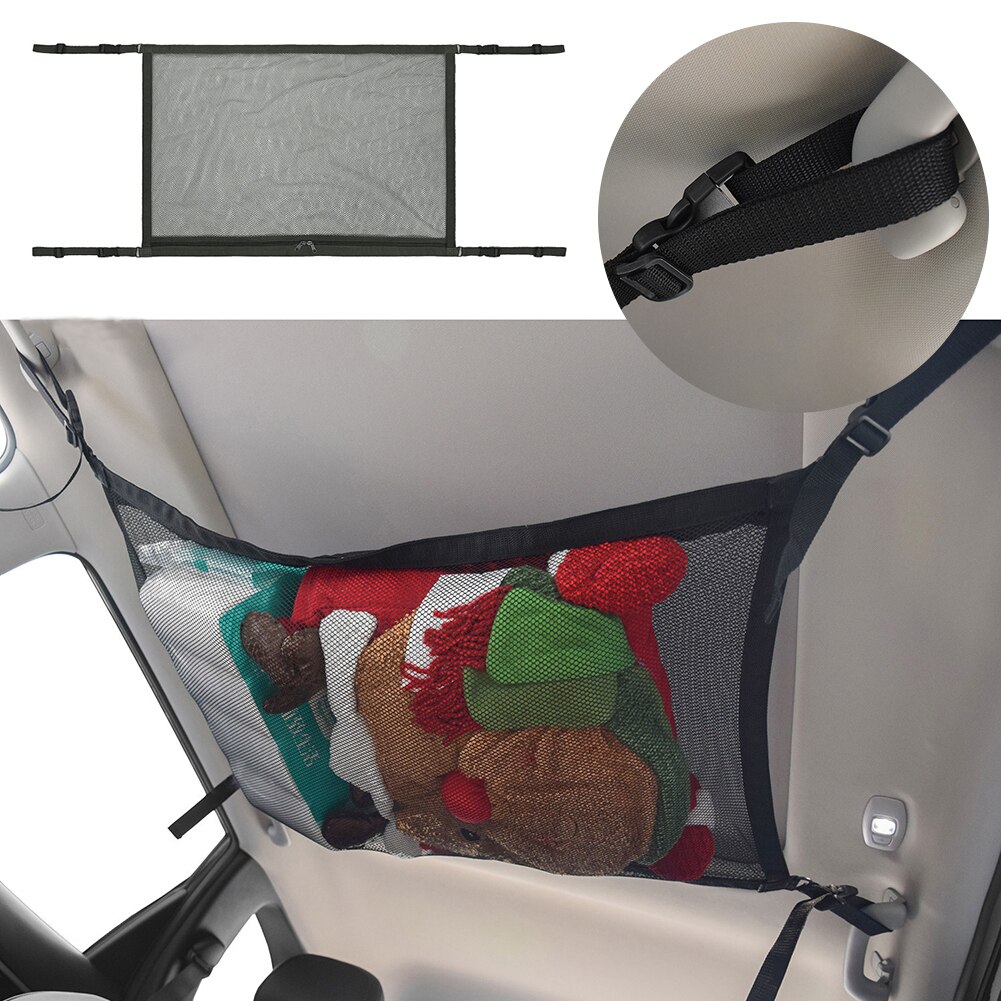 ​31*20inches Adjustable Car Roof Cargo Mesh Storage Bag Ceiling Hanging Luggage Storage Organizer Pocket