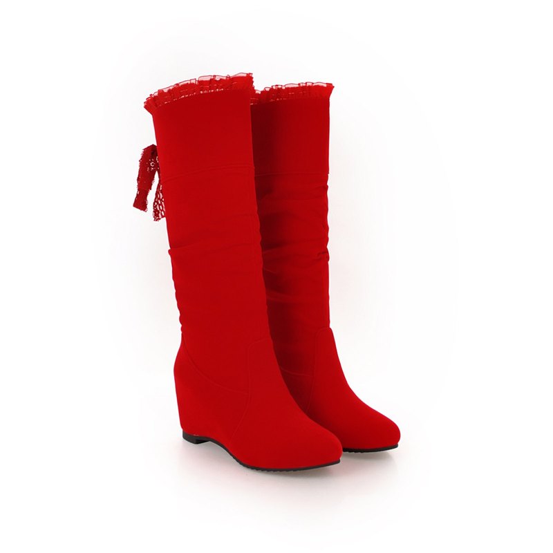 Woman Boots autumn Winter boots Wedges Boot high Heels Boots Mid-Calf Women increasing Booties size 34-43
