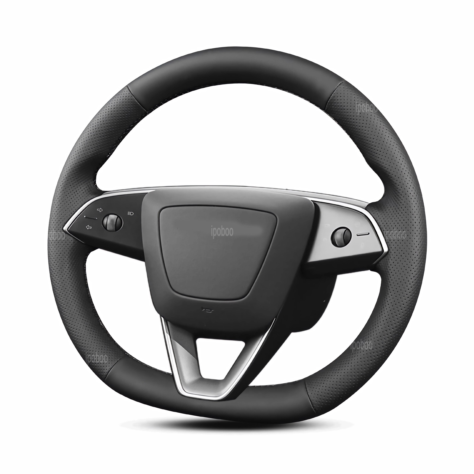 Protector de volante para Tesla Model 3 Highland 2024, cubierta protectora de cuero perforado negro para volante: Negro