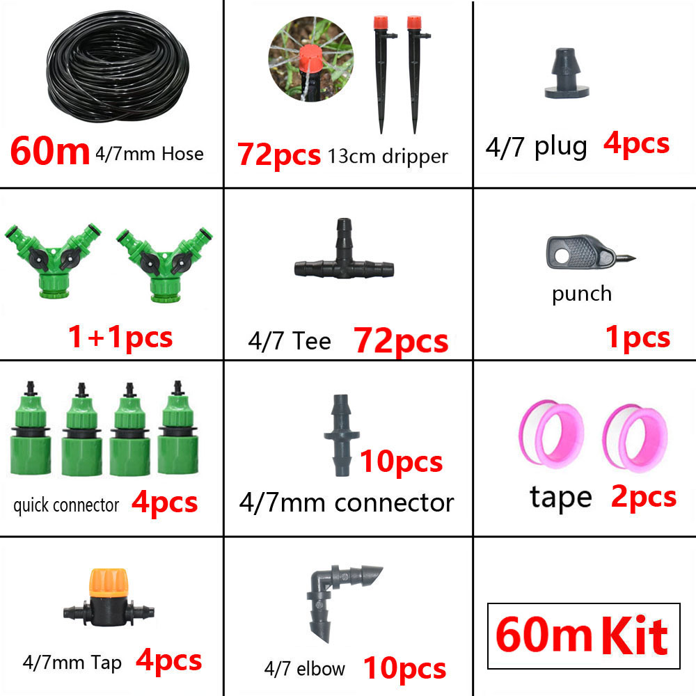 DIY Drip Irrigation System Automatic Watering Kit Irrigation Timer Garden Hose Adjustable Dripper Garden Tool Set