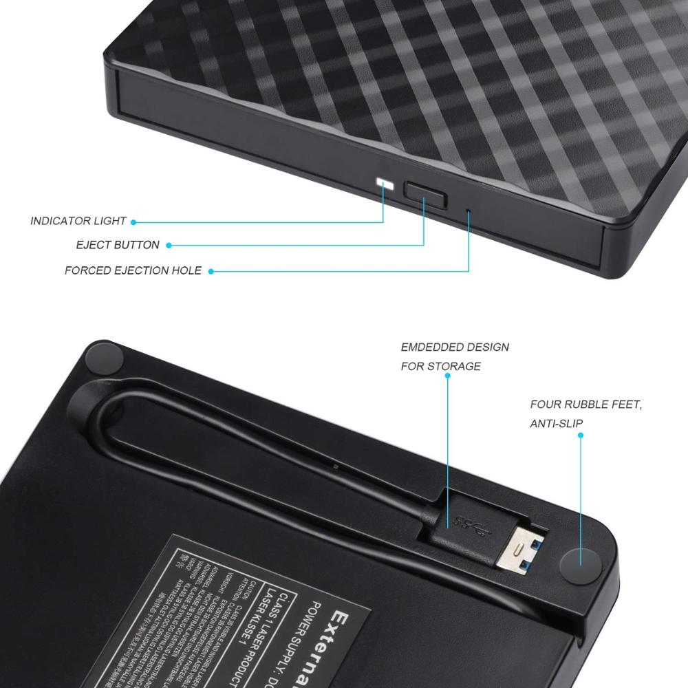 Zewnętrzny napęd DVD CD, USB 3.0 robić laptopa sterowanie dotykowe szczupły CD DVD +/-RW nagrywarka nagrywarki nagrywarka robić okna prochowiec 10/8/7