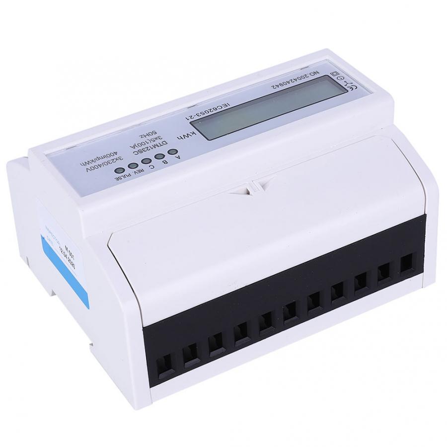 Power Meter 230/400V 5-100A Energy Consumption Digital Electric Power Meter 3 Phase KWh Meter with LCD