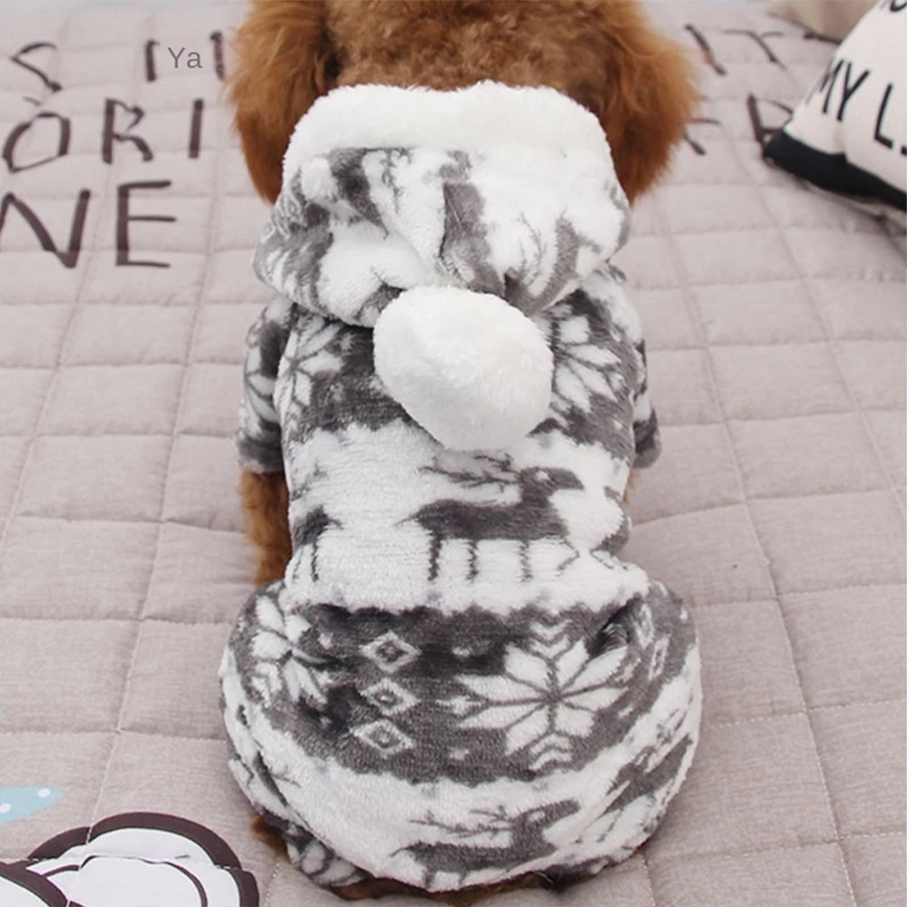 Cão de estimação inverno quente algodão imprimir roupas para filhote de cachorro macacão com capuz casaco vestuário manter quente portátil roupas para cães suprimentos para animais de estimação