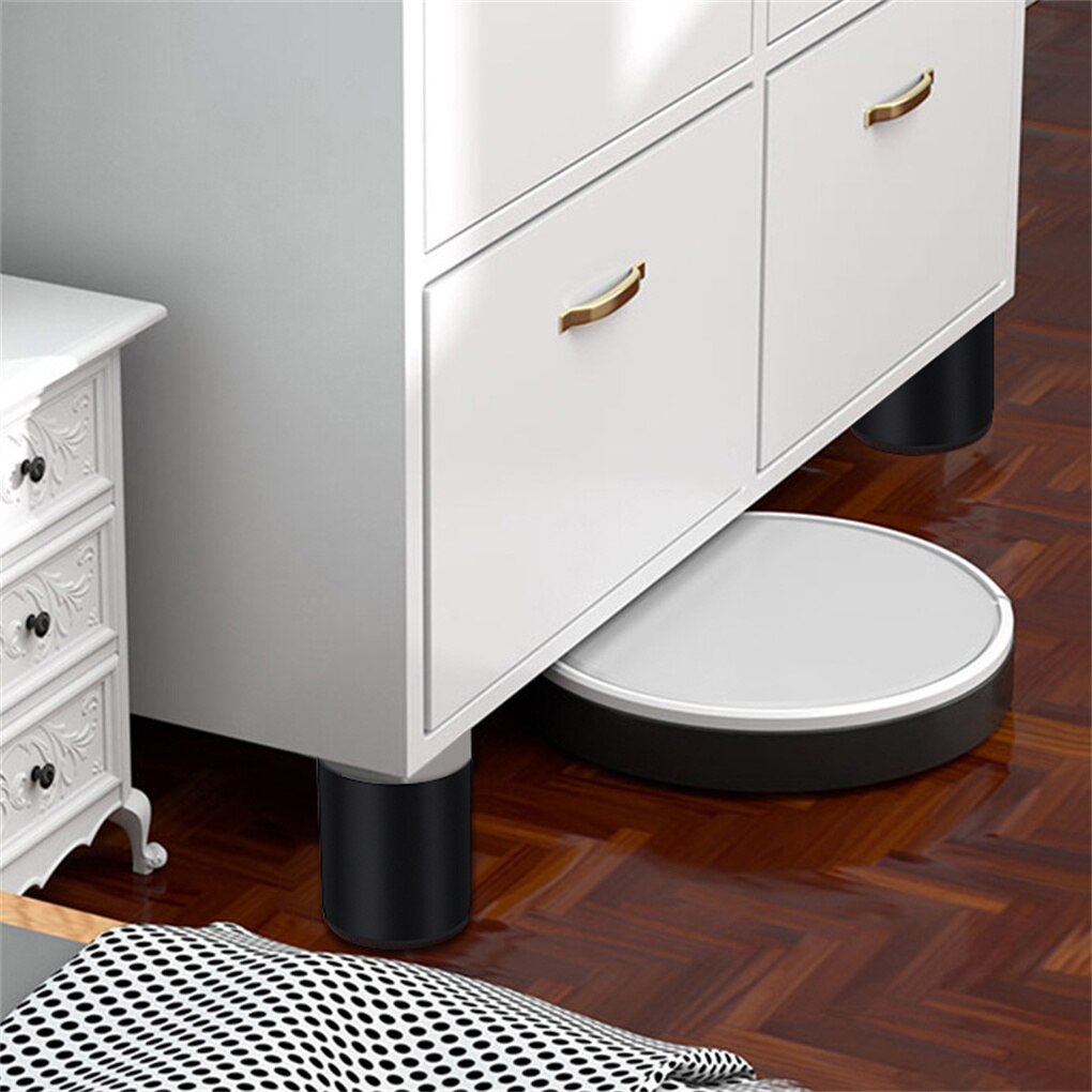 4 Pieces Round Desk Leg Risers Non-Slip Sofa Lifter Blocks Floor Protectors Living Room Furniture Improvement Black