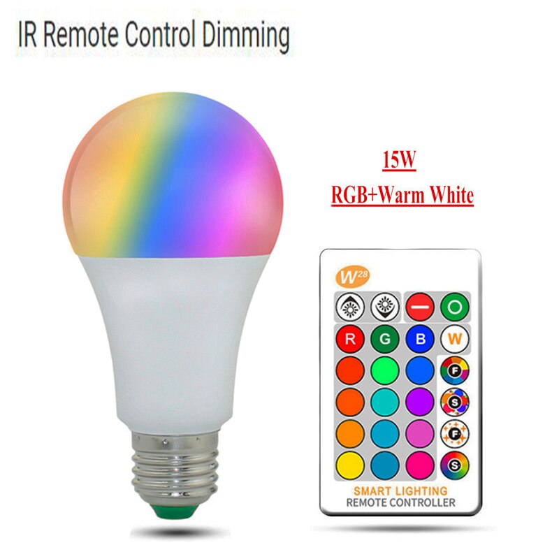 Ampoule intelligente rvb 15W E27 lampe à LED, commande par application Bluetooth, commande à distance IR, 5W, 10W, rgbw ww, 85-265V, pour la maison: IR RGBWW 15W