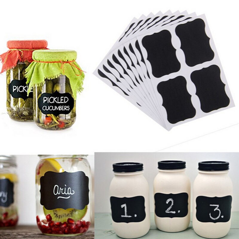 36pcs Fancy Black Board Kitchen Jam Jar Label Labels Stickers Kitchen Decor Cardboard Black Stickers Labels