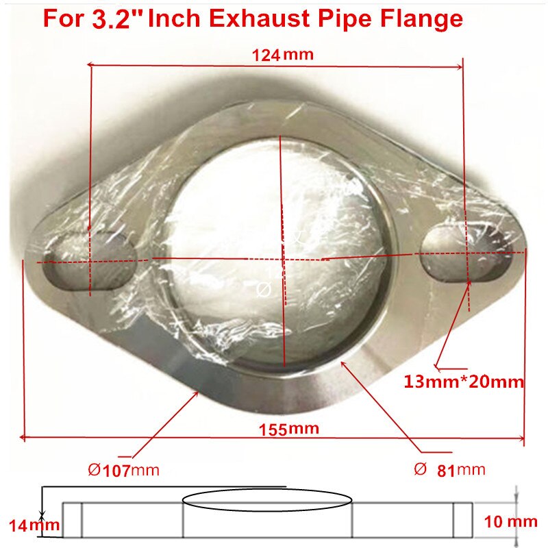Edelstahl 2 Schrauben Auspuffrohr Flansche Dichtung 2 Zoll 51mm See Header Unten Rohr Verteiler Sammler Dichtung Flansch: 3.2 Zoll