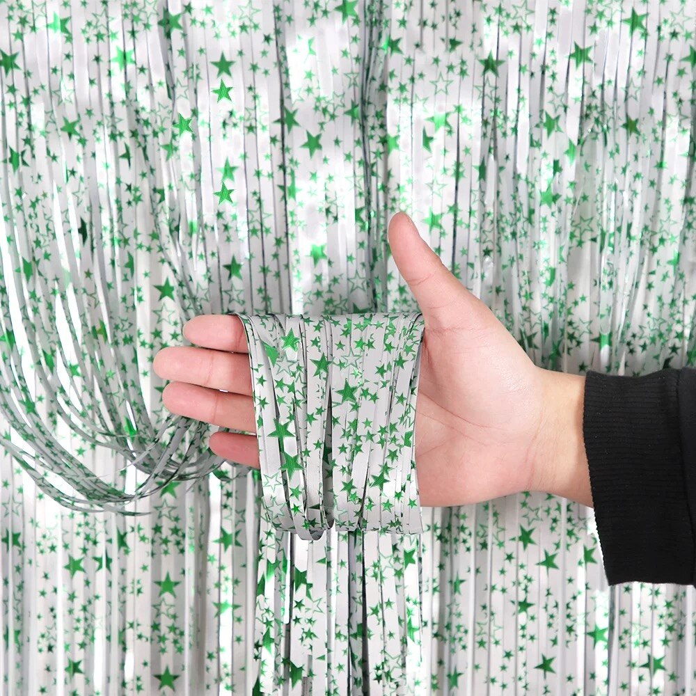 Rideau à paillettes de 2m de long, 1 pièce, décorations de fête d'anniversaire, arrière-plan mural scintillant, décoration de mariage: green