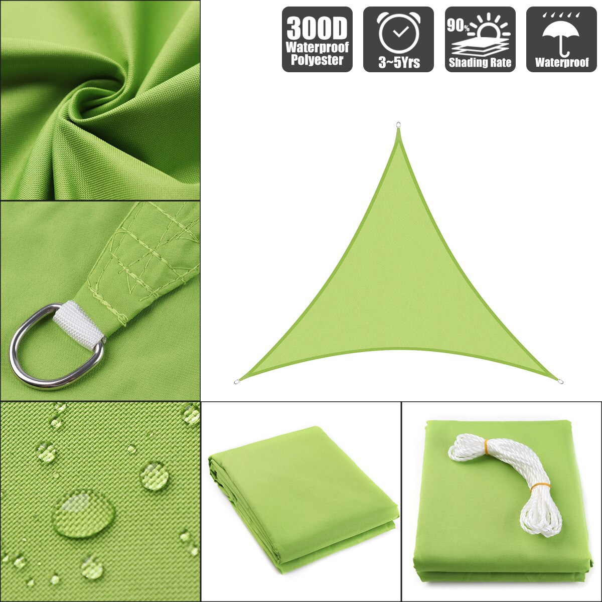 3,6x3,6x3,6 4x4x3 4x4 5x5x53x3x4,3x3 4x4 5x5 4x4x5,7 5x5x7,1 verde de la tela de Oxford del poliéster Plaza vela para sombra rectangular