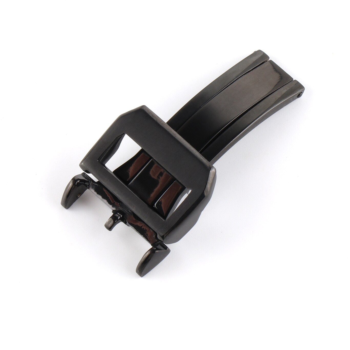 18mm 316L Edelstahl Einsatz Klapp Verschluss für IWC markieren 18 groß Pilot Portugiesisch Lederband Gummi Armbinde: Schwarz mit Wörter