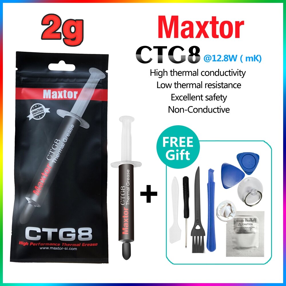 Maxtor CTG8 Thermal Conductive Paste Grease for CPU GPU Cooling Liquid Ultra 12.8W/mK 1g 2g 4g 8g Compound Grease for Cooling: CTG8D(2g)
