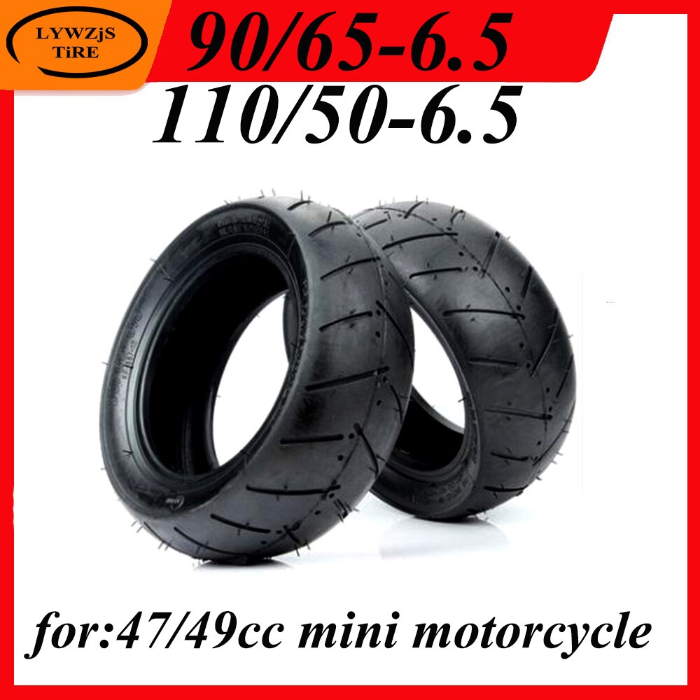 90/65-6.5 Vacuum Tire 110/50-6.5 Tubeless Tyre for 47cc/49cc Mini Pocket Bike Gas Electric Scooter Front/rear Tire