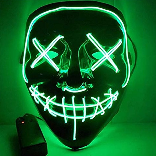 Halloween led maske purge masker valg mascara kostume dj party light up masker glød i mørke mascara horror maske glødende: Grøn