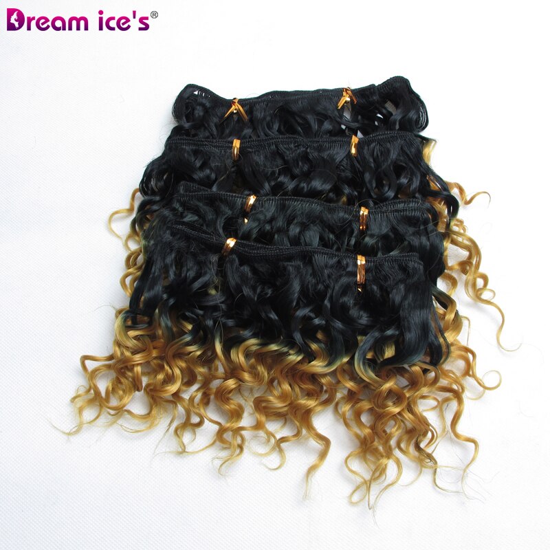 8 pulgadas Afro corto Pelo Rizado mechones color marrón negro de pelo sintético de alta temperatura de extensión 4 unid/lote sueño del hielo: #144