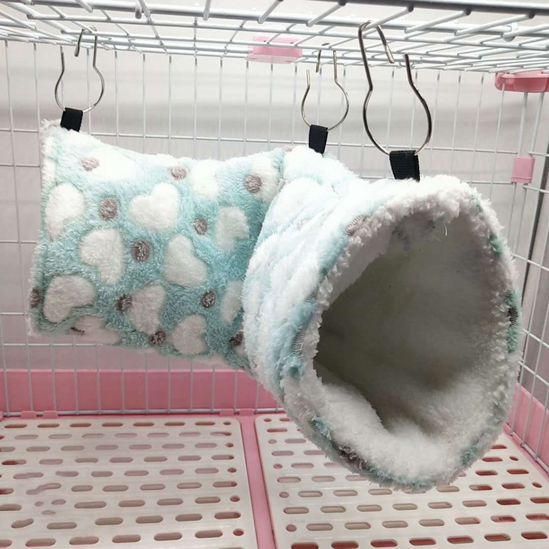Multifunction Small Pet Tunnel Mini Animal Cage Hamster House Bed Playing Winter Warm Passage Small Pet Toy Guinea Pig Chipmunk: Heart Green