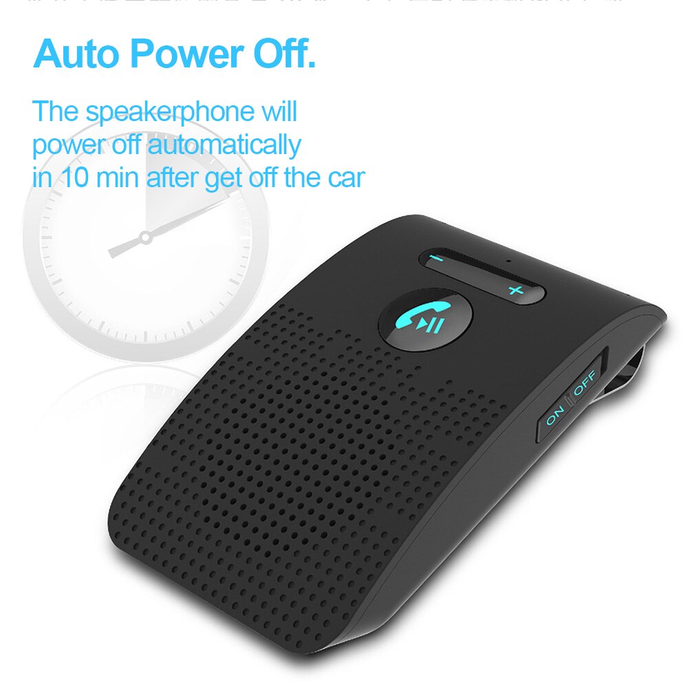 Speaker Music Player Car Bluetooth Handsfree Kit V5.0 Bluetooth Wireless Audio Receiver Speakerphone Sun Visor Clip