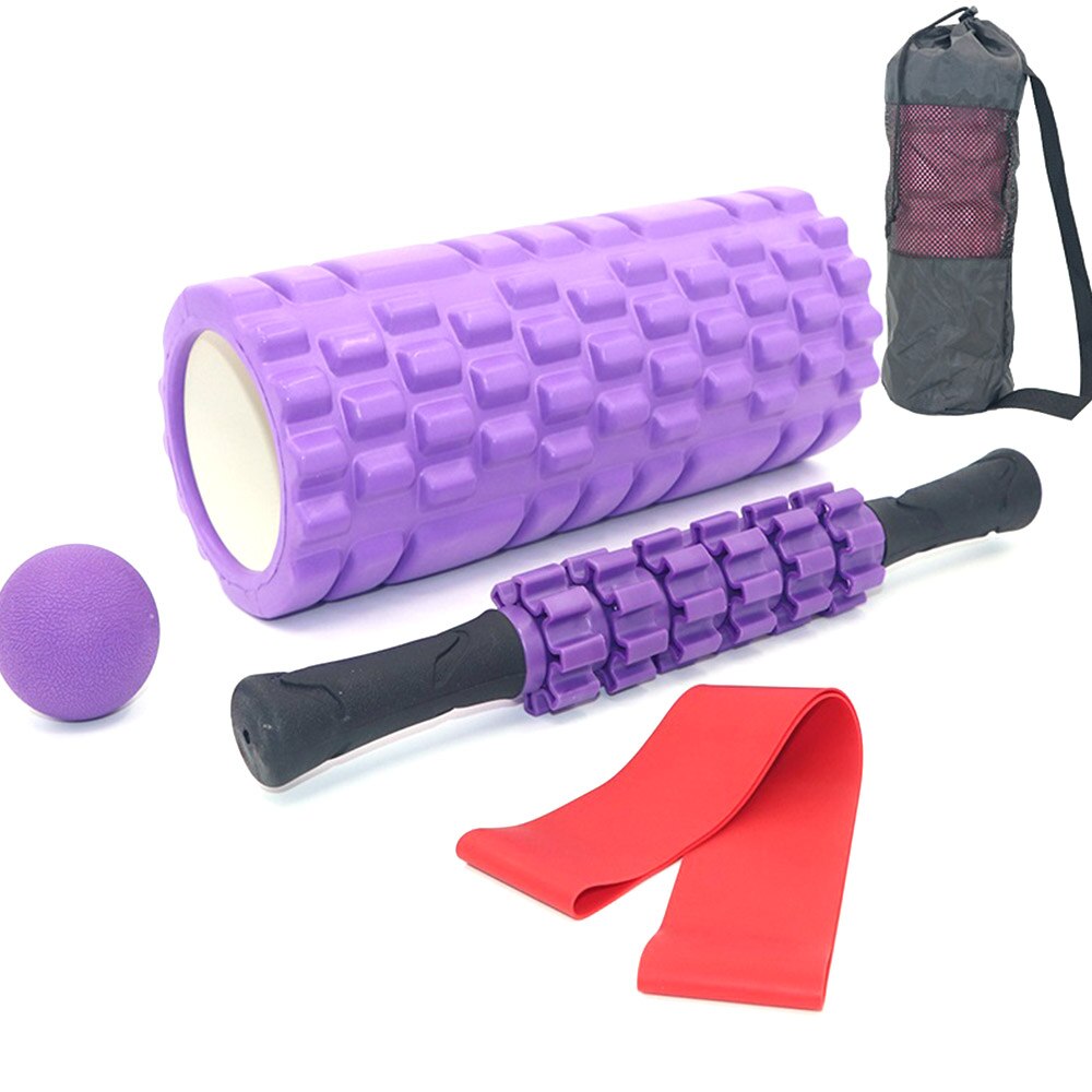 5- i -1 33mm skum muskel rulle massage kuglesæt til yoga sport kvinder fitness træning muskler gymfoam rulle sæt: Brun