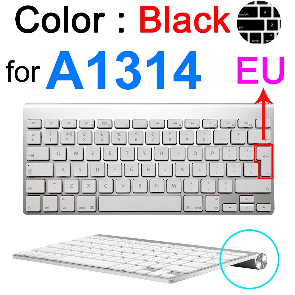 Keyboard Cover Voor Imac Draadloze Bluetooth Magic Voor Apple A1644 A1314 A1843 A1243 G6 Numeriek Toetsenbord Clear Eu Ons Protector huid: Black for A1314 EU