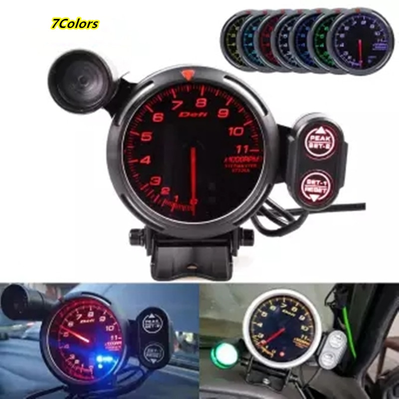 Defi Advance BF Tachometer Gauge 3.75 Inch 80mm 7 Colors 0-11000 RPM Meter Stepper Motor RPM Gauge with Shift Light for Auto Car