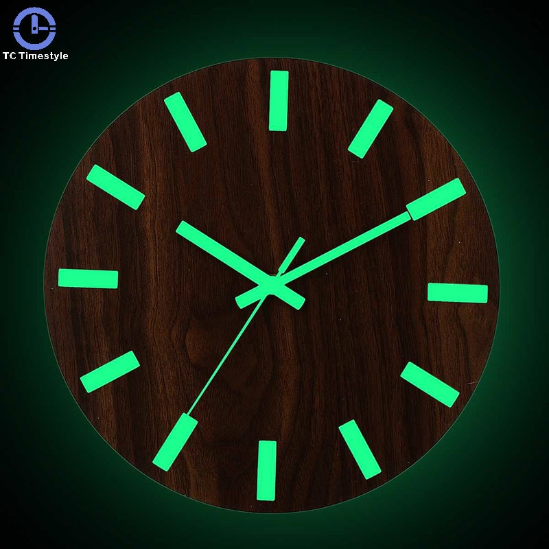 Horloge murale à Quartz avec chiffres numériques, lumineux 3d, Simple et silencieux, horloge suspendue en bois, minimaliste, décoration de maison, lueur sombre, 12 pouces