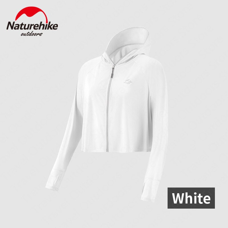 Naturehike-Sudadera con capucha de nailon para hombre y mujer, ropa Anti-UV con salida de pelo, resistente al viento, protector solar: White