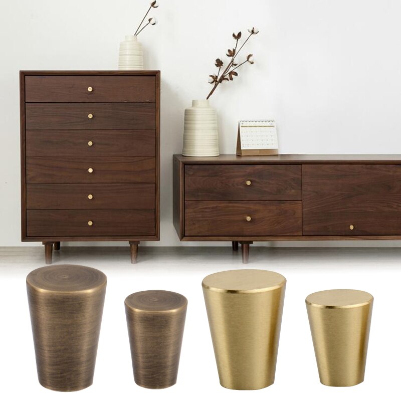 Moden Stijl Kegelvorm Effen Zinklegering Borstel Nikkel Koper Matte Zwarte Kleur Kast Knoppen Lade Handvat Dresser Pull S-M