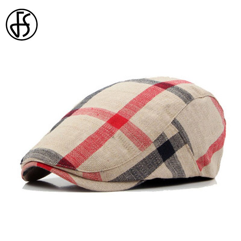 FS Unisex Classic Plaid Berets Caps For Men Casual... – Grandado